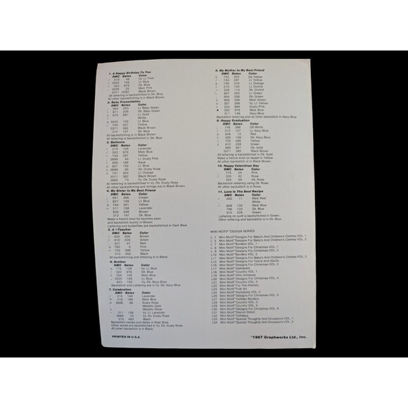 Mini Motif Designs Leaflet 33 Special Thoughts Occasions Cross Stitch Pattern - Picture 2 of 3